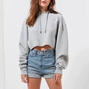 Champion Gray Oversized Cropped Hoodie